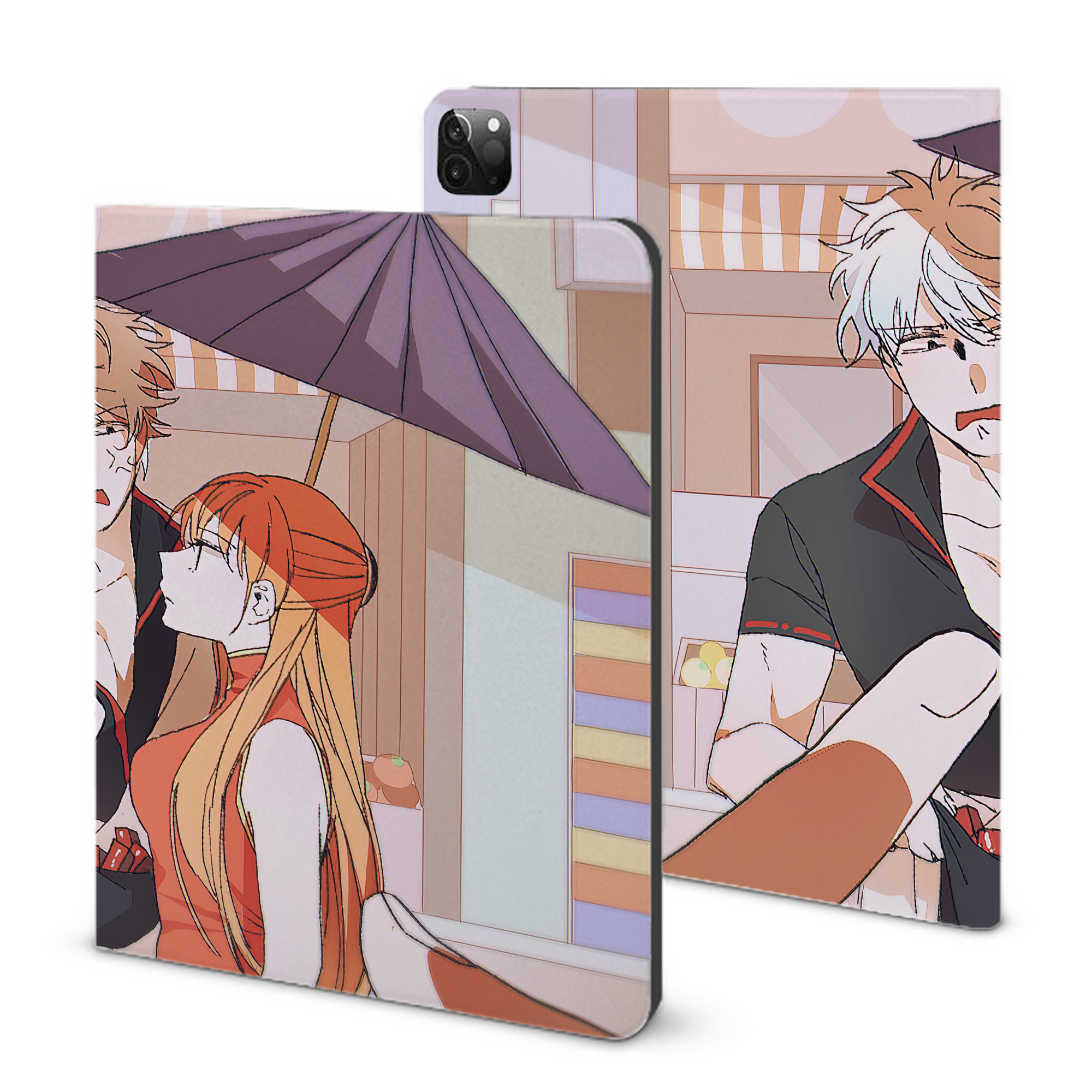 （画像用） ぎんたま 坂田銀時（さかたぎんとき） 神楽 志村新八（しむら しんぱち） GINTAMA Sakata Gintoki Kagura Shimura Shinpachi IPadケース ペンホルダー付き ブックスタイルデザイン